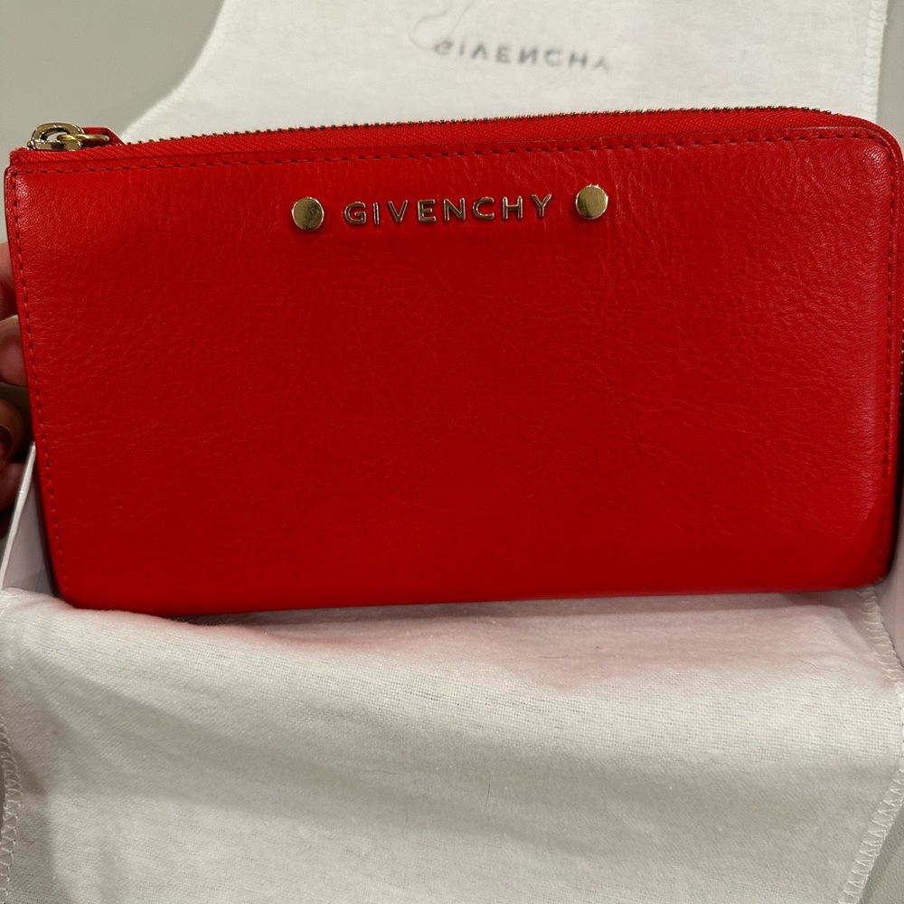 Red GIVENCHY zip continental wallet